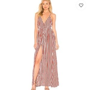 Red and White Striped Maxi Dress